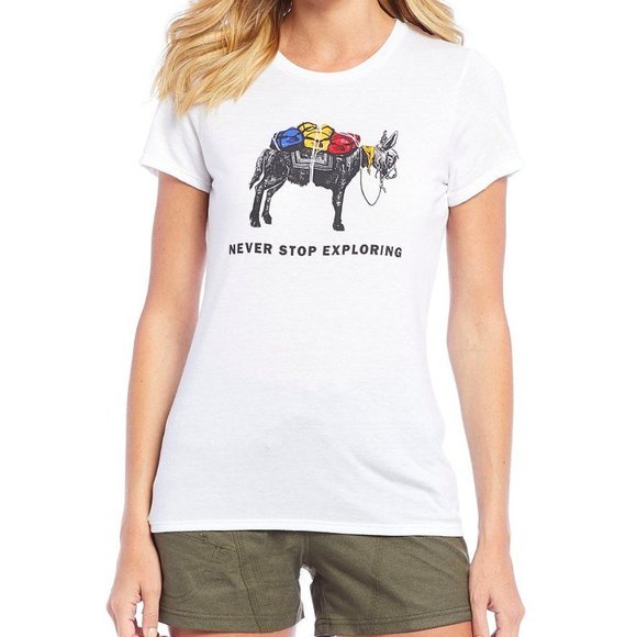 The North Face Women's Short Sleeve Pony Wheels Tri-Blend Tee/White Small NWT - Picture 1 of 6